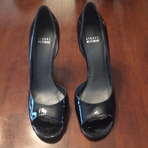 Stuart Weitzman Shoes - Stuart Weitzman Black patent peek a boo toe heels